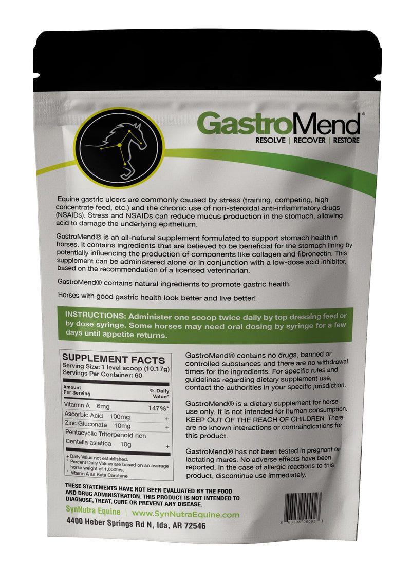 GastroMend® Gastrointestinal Health Supplement for Horses, 100% Natural, Promotes Stomach and Gut Health in Equines, Cost-Effective Digestive Wellness, 60 Servings per Pouch, Made in The USA - BeesActive Australia