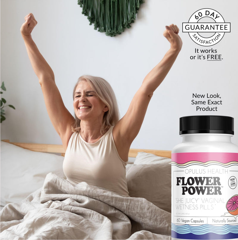 Flower Power Vaginal Moisturizer | Feminine Care for Women - 60 ct - End Vaginal Dryness with Slippery Elm Bark | Feminine Care for Vaginal Health - Made in USA - BeesActive Australia