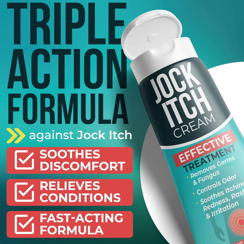 Jock Itch Cream | Extra Strength Antifungal Treatment for Groin & Inner Thighs | Relief for Itchy Skin, Jock Itch, Ringworm, Athlete’s Foot & Nail Fungus | Controls Odor & Removes Fungus | 120ml - BeesActive Australia