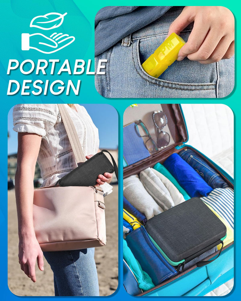 Monthly Pill Organizer 2 Times a Day, with Weekly Pill Bag, Portable Hard Shell, Pill Cutter, Plastic Opening Pick, Monthly & Weekly Stickers, Convenient Medication Management and Tracking - BeesActive Australia