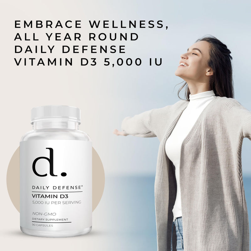 Vitamin D3 5000 IU for Heart Health, Daily Immune Support, Mental Clarity, & Muscle Function - 90 Vitamin D Supplements 90 Count (Pack of 1) 5000IU