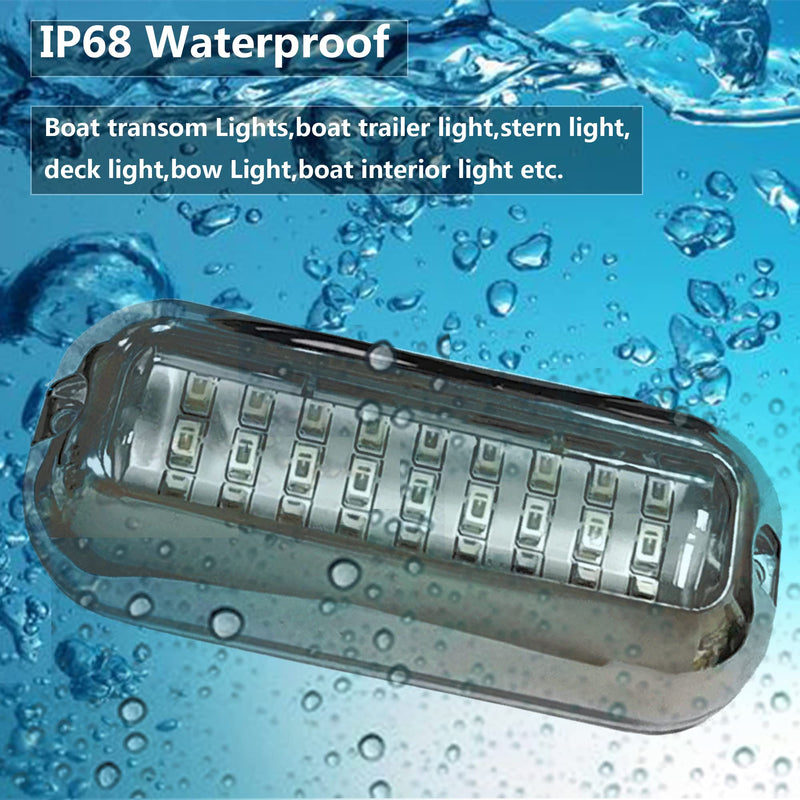 2Pcs 27 LEDs Blue Marine Boat Lights,IP68 Waterproof Underwater Boat Trailer Light Pontoon Boat Transom Lights Stern Navigation Light Boat Interior Deck Lights 10-30V DC