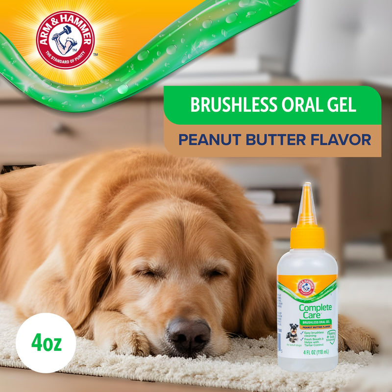 Arm & Hammer Complete Care Brushless Dental Kit for Dogs – Includes No-Brush Oral Gel + Dog Dental Spray, Fresh Breath, Tartar Control, Baking Soda Enhanced Dental Dog Supplies, 4 Fl Oz Each Dental Kit - Peanut Butter & Mint 4 Fl Oz (Pack of 2)