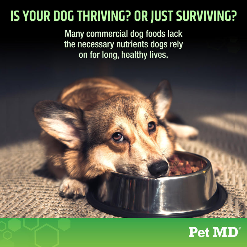 Pet MD 5in1 Dog Multivitamin - 30 Essential Vitamins, Minerals & Nutrients for Skin & Coat, Hip & Joint, Digestion, Immune & Senior Dog Vitamins - Glucosamine, Omega 3 6 9, & Probiotics - 120 ct - PawsPlanet Australia