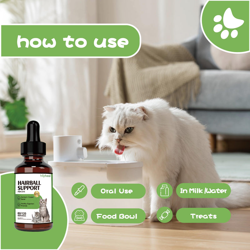 Cat Hairball Support Drops, Digestive Aid, Furball Treatment, Hairball Cat Treats for Skin & Coat, Digestion, Nutrient Absorption(1PACK) 1 PACK