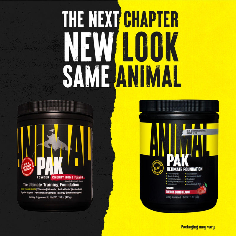 Animal Pak - Convenient All-in-One Vitamin & Supplement Powder, Cherry Bomb - Zinc, Vitamins C, B, D, Amino Acids, Immune Support, Digestive Enzymes - Daily Multivitamin for Women & Men - 60 Scoops 30 Servings (Pack of 1)