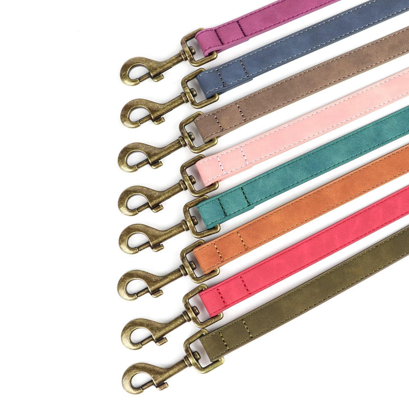 Didog Leather Dog Leash, Colorful Heavy Duty Dog Leash 4ft, Strong and Durable Leather Leash, Walking and Training Dog Leashes for Small Medium Dogs,Light Brown Light Brown - BeesActive Australia