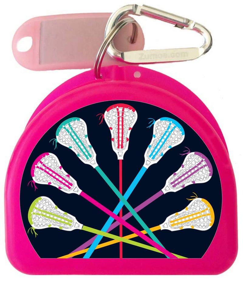 Lacrosse Mouthguard Case Retainer Case - Lacrosse Sticks (Pink) Pink - BeesActive Australia