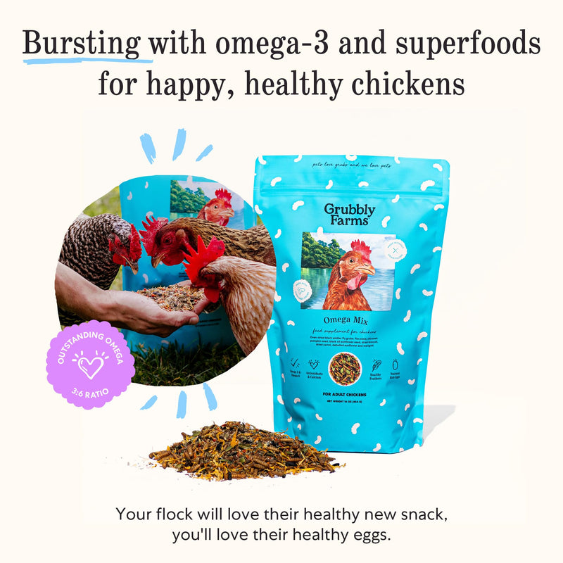 Grubbly Farms Omega Mix - Omega Enriching Feed Supplement for Chickens (1LB) Omega Mix - 1 LB - BeesActive Australia