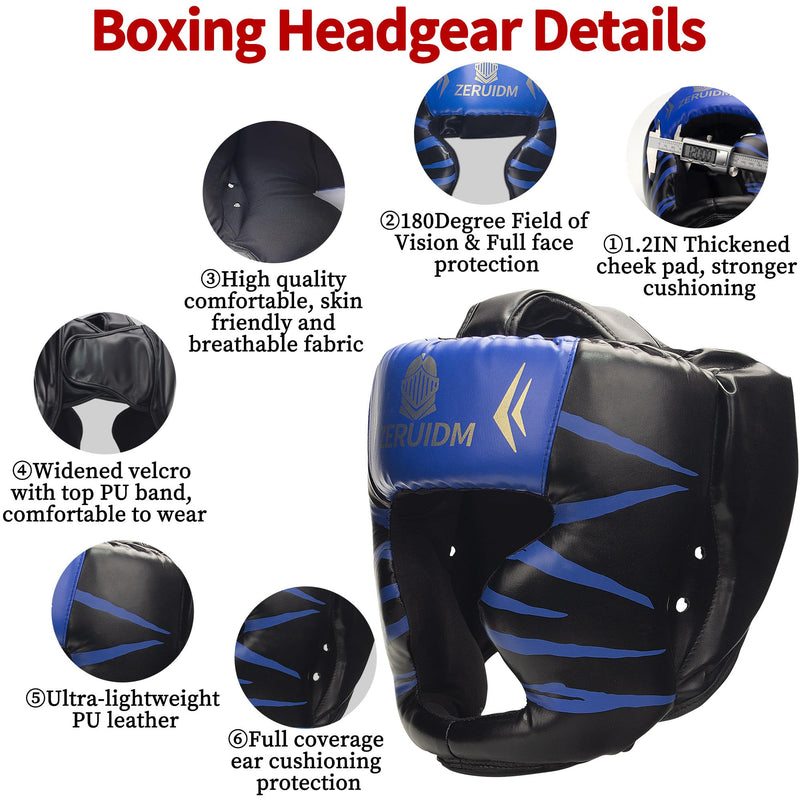 2 Pack Boxing Headgear for Adult Men Kids, Thickened Training Sparring Head Guard for MMA Kickboxing Muay Thai Equipment