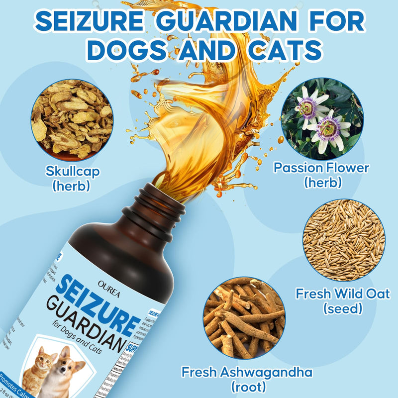 Yakucho Seizure Guardian for Dogs and Cats, Nervous System Support for Dogs and Cats, Supports Relaxation & Calm Behavior, Natural Herbal Formula, Easy to Use – 59 mL