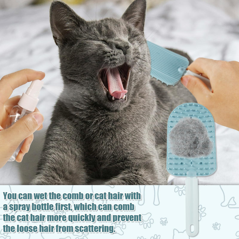 3pcs Cat Tongue Combs, 2024 New Cat Grooming Brushes with 1 Spray Bottle Cat Shedding Brush for Long Haired Cats Ice Cream Cat Fur Remover Comb for Easily Removes Fur Reducing Hairballs - BeesActive Australia