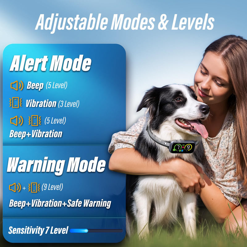 Bark Collar, Dog Bark Collar for Large Medium Small Dogs, Smart Barking Collar, Effective Anti Bark Collars for Dogs, Automatic Bark Collar Adjustable Beep Vibration Modes & 7 Sensitivity Black - BeesActive Australia