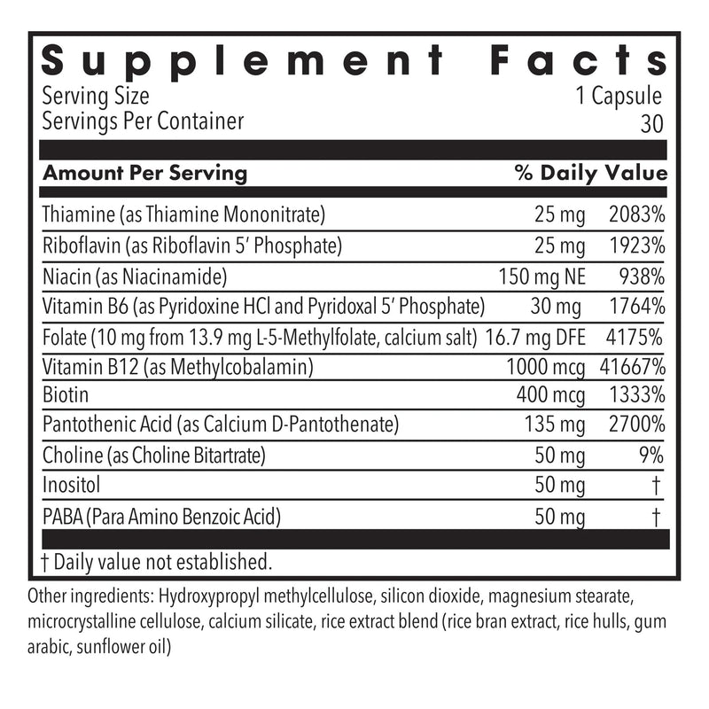 MethylPro B Complex with L-Methylfolate 10 mg, 30 Capsules | Bioavailable Methylated B Vitamins for Energy and Stress Support, Vegetarian and Hypoallergenic Formula 30 Count (Pack of 1)