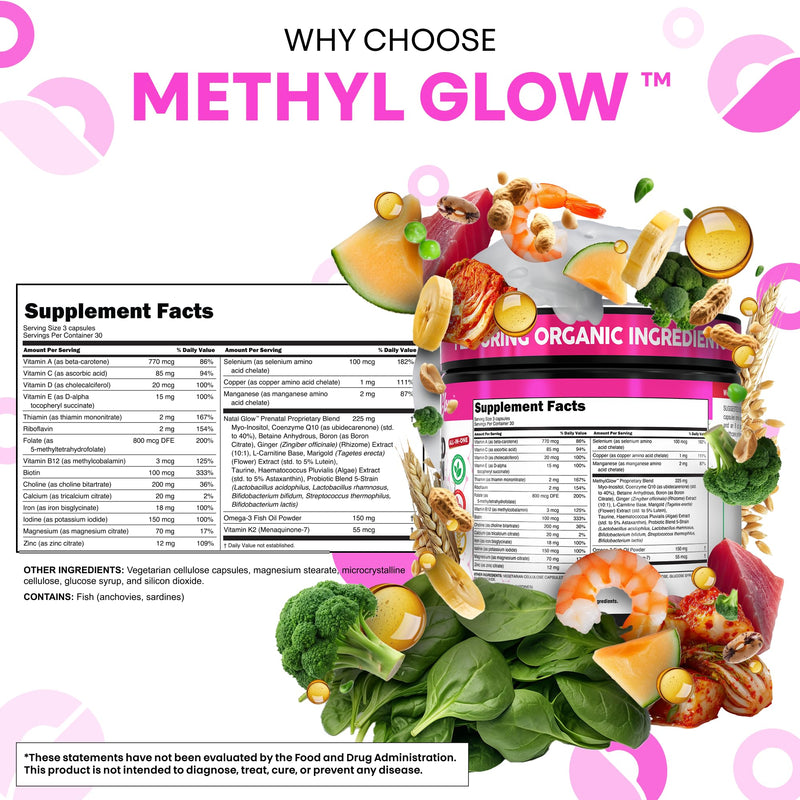 Methylated Multivitamin for Women Vitamins B6 Methyl B12 A B C D K E Folate Choline Omega 3 Thiamine Riboflavin Iron Iodine Magnesium Zinc Selenium Copper Calcium 90 Capsules by Clean Nutra