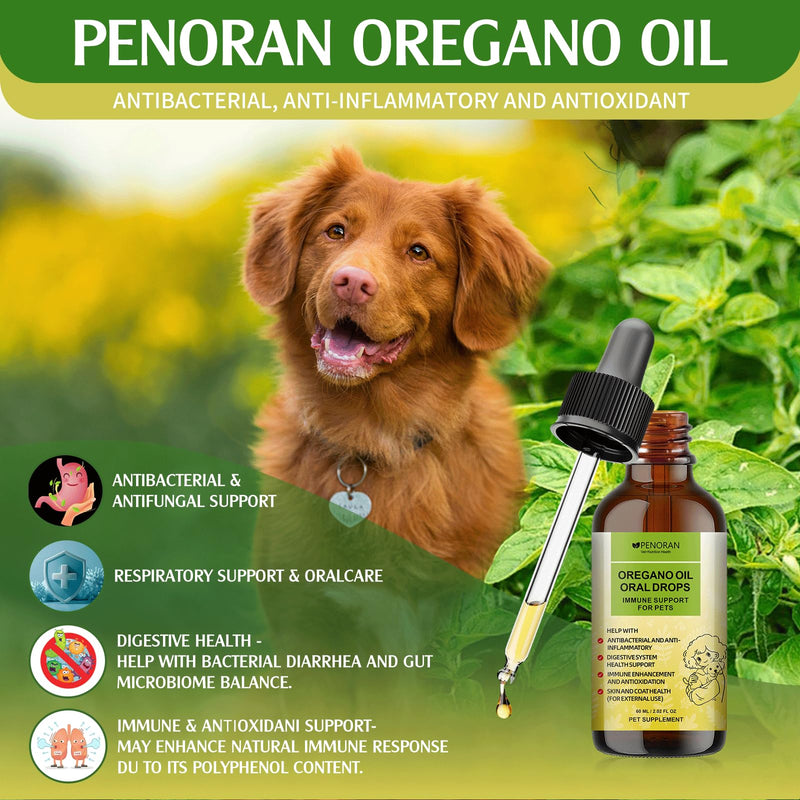 Organic Oregano Oil for Dogs, 2 fl oz, Immune, Digestion & Overall Health﻿ | Pure Premium Pet Natural Oregano Oil , Alcohol-Free, Organic, Natural, Non-GMO, Vegan