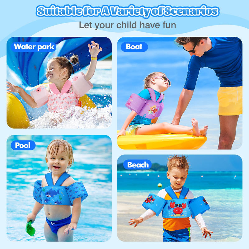 MoKo Swim Arm Band for Kids 20-30-40-50lbs, Clearance Toddler Swim Vest Cute Cartoon Swimming Wings Pool Floats Sleeve Children Water Sports Learning Swim Training Equipment, Pink Whale Pink & Baby Whale for kids 20-50 lbs