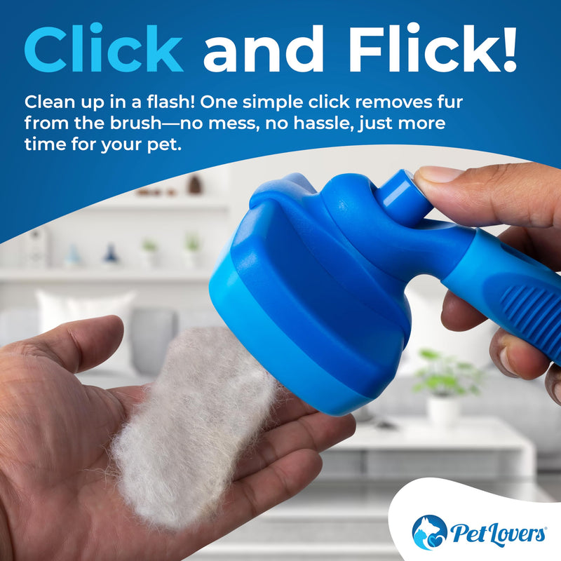 PetLovers EzSlicker Self-Cleaning Brush - Dog Brush for Shedding, Gentle Slicker Brush for Cats, Tangle-Free Grooming Comb with Soft Bristles & Ergonomic Handle for Stress-Free Grooming - BeesActive Australia