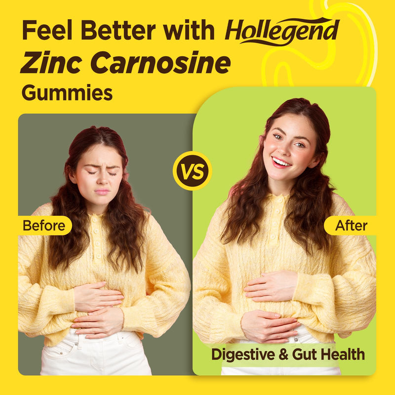Zinc Carnosine Supplement, Organic Zinc-Carnosine 75mg | with L-Glutamine, DGL, Probiotic & Herbal Blend, Gut & Digestive Health Support, Bloating Relief,Vegan,Sugar Free,60 Gummies