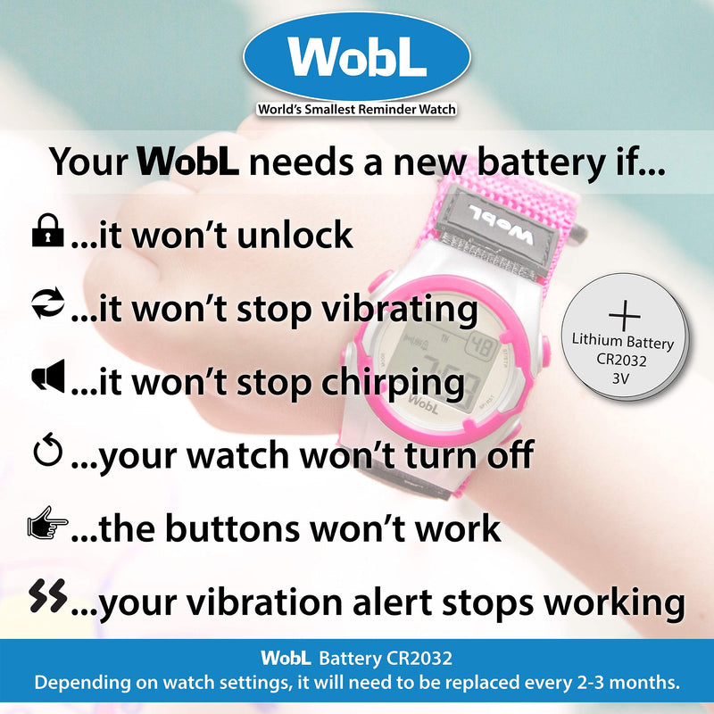 WobL Vibrating 8-Alarm & Repeating Countdown Timer Watch, Medication/Sports/Meetings/Potty Reminders, Pink - BeesActive Australia