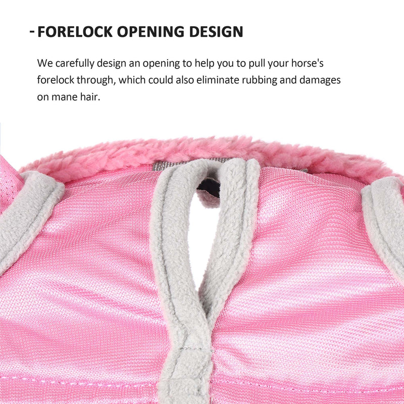 Harrison Howard Horse Fly Mask UV Protective Fine Mesh with Extra Wool Soft Touch on Skin Fly and UV Protection Light Pink M Medium - BeesActive Australia