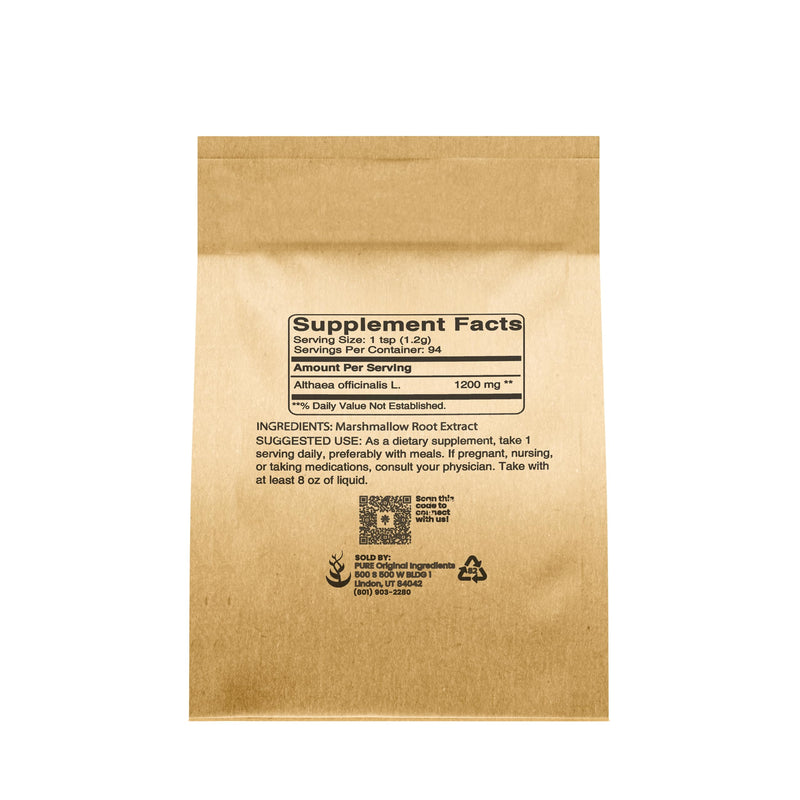 PURE ORIGINAL INGREDIENTS Marshmallow Root Extract (4 oz), Powder, Herbal Supplement 4 Ounce (Pack of 1)