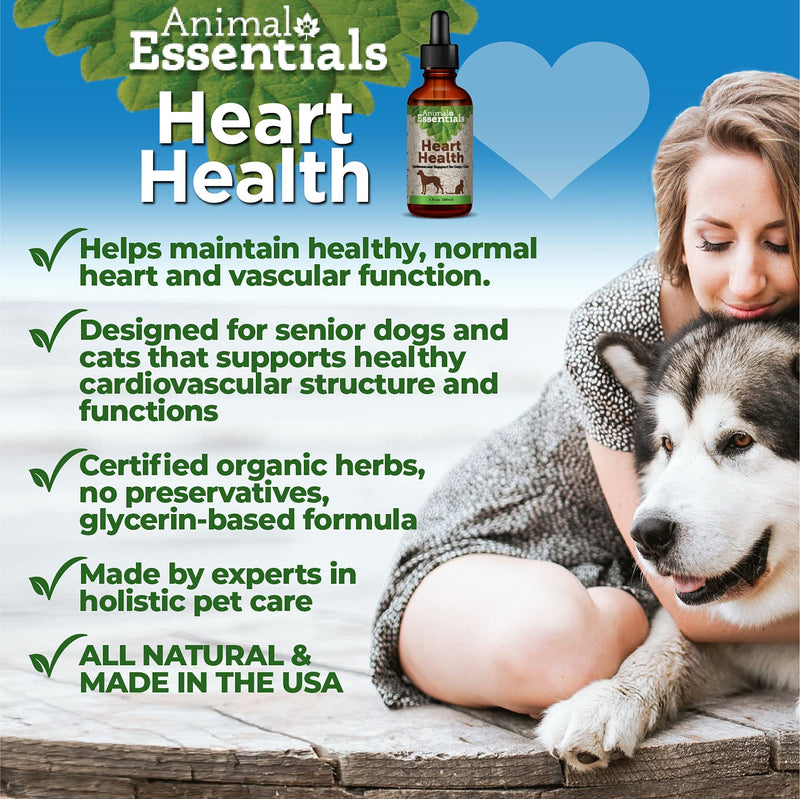 Animal Essentials Heart Health for Dogs & Cats - Cardiovascular Support Supplement, Healthy Heart, Organic Hawthorn Berry, Herbal Tincture - 2 Fl Oz 2 fl oz (60 ml) - PawsPlanet Australia