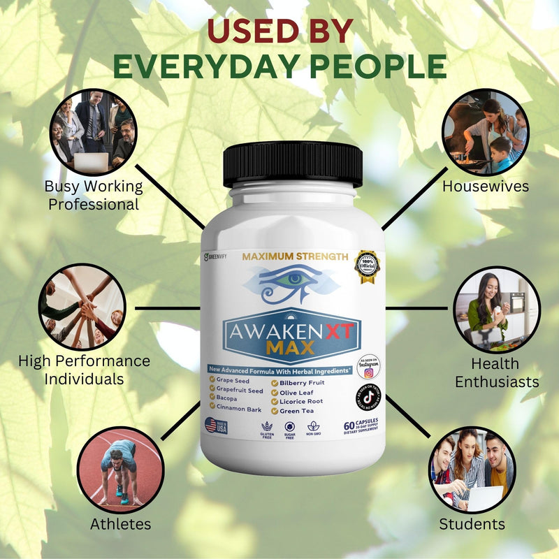 Awaken XT Max Nootropic Supplement, 60 Capsules, with Vitamins & Herbal Blend, 30 Day Supply (1) 1