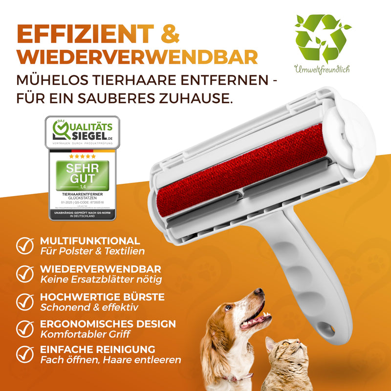 GLÜCKSTATZEN animal hair remover, lint roller for animal hair, lint roller for dog hair and cat hair, reusable - animal hair brush for sofa, bed, carpet, car, scratching post, white - BeesActive Australia