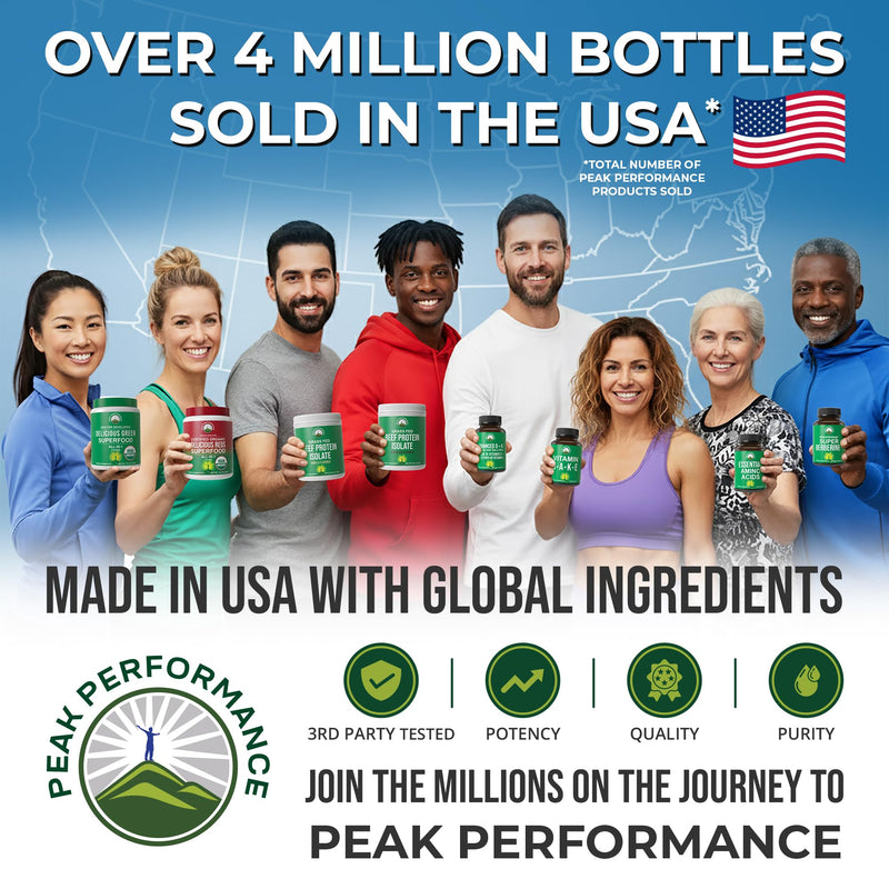 Peak Performance Organic Greens Superfood Powder. Best Tasting Super Greens Powder with 25+ Organic Ingredients for Max Energy and Athletic Performance. Vegan Keto Green Juice Daily Drink Original Greens - BeesActive Australia
