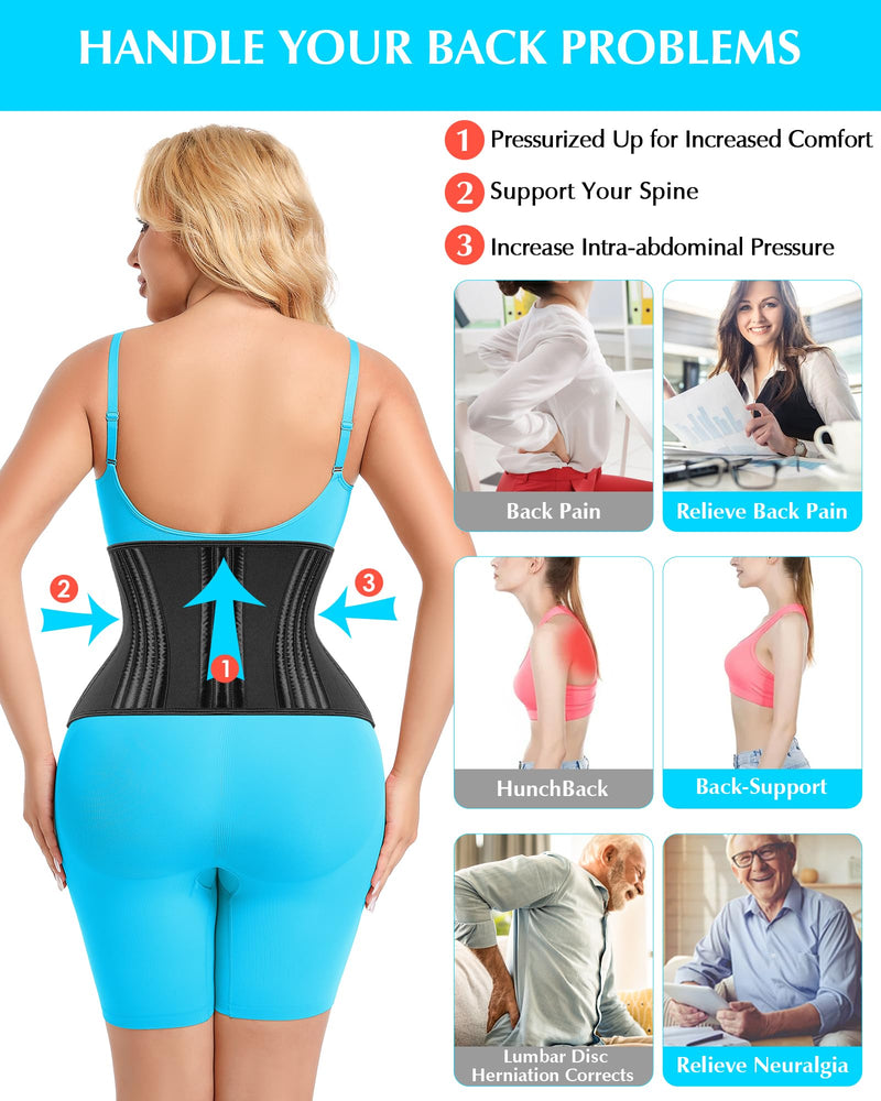 Short Torso Waist Trainer for Women Lower Belly Fat, Workout Fajas Colombianas Waist Cincher Corset Black(enhanced,9''torso,hooks&zipper) Small