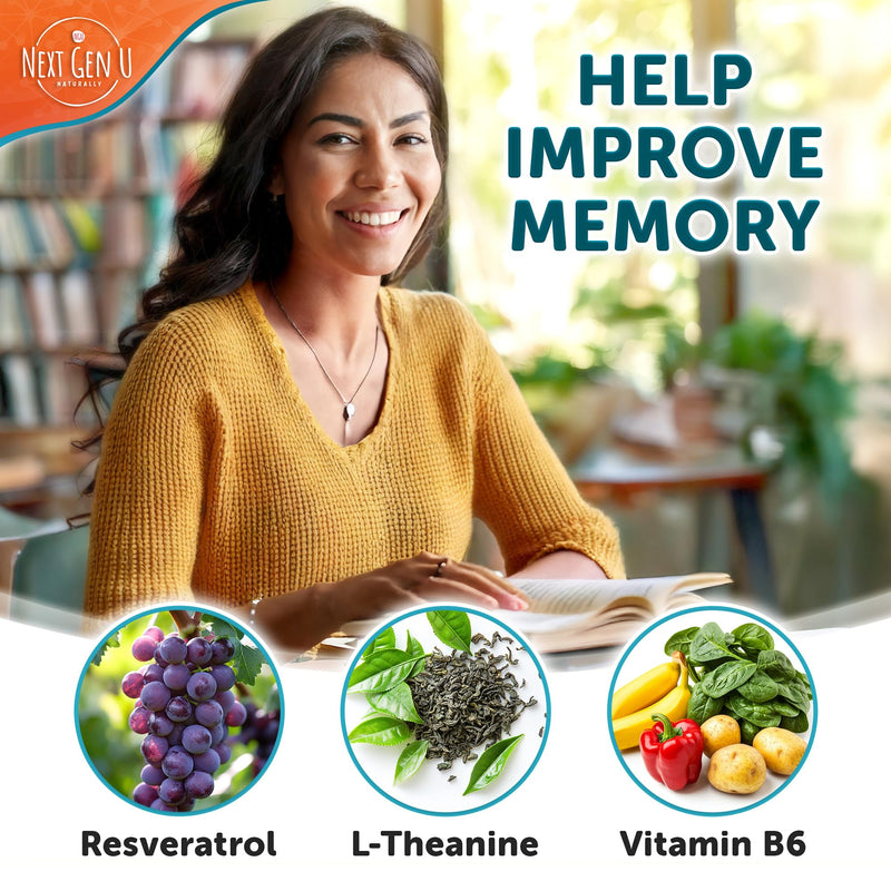 Brain Supplement - 120 Vegan Capsules - Dietary Nootropic May Help Memory, Cognitive Function & Focus - Formulation with Amino Acids, Polyphenols & B Vitamins - for Women, Men & Seniors - by NextGenU