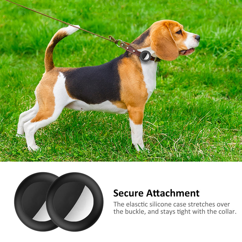 2022 Airtag Cat Collar Holder, Small Air tag Cat Collar Holder Compatible with Apple Airtag GPS Tracker, 2Pack Waterproof Case Cover for Cat Dog Pet Collar Within 3/8 inch (2 Black) 2 Black - BeesActive Australia