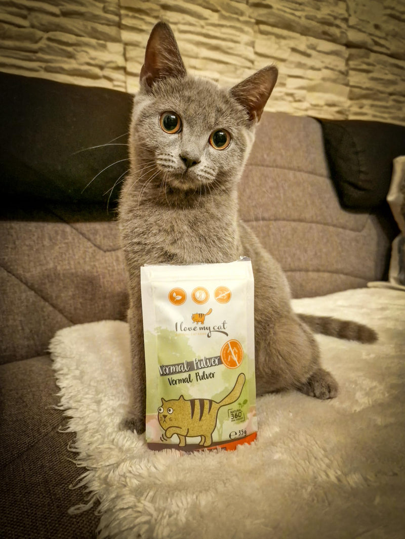 I love my cat Vermal powder for cats: high-quality nutritional supplement against giardia, intestinal parasites and digestive disorders, natural and effective, 80 g. - BeesActive Australia