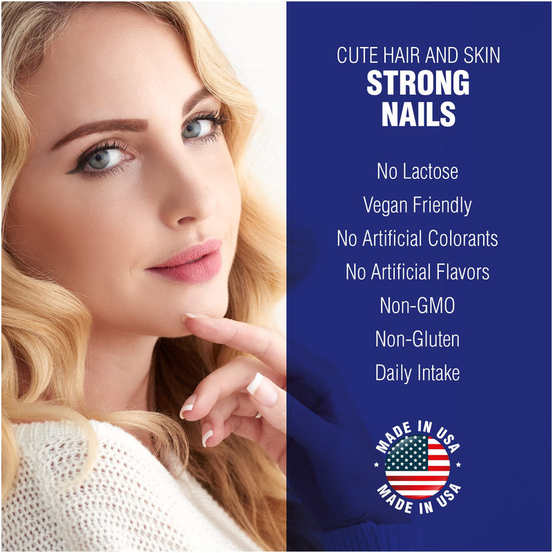 Hair Skin and Nails Supplement 60 Capsule by Natural Systems - Strong Nails and Hair Growth Vitamins for Women and Men - Natural Biotin Hair Skin and Nails Vitamin - Skin Protection Supplements