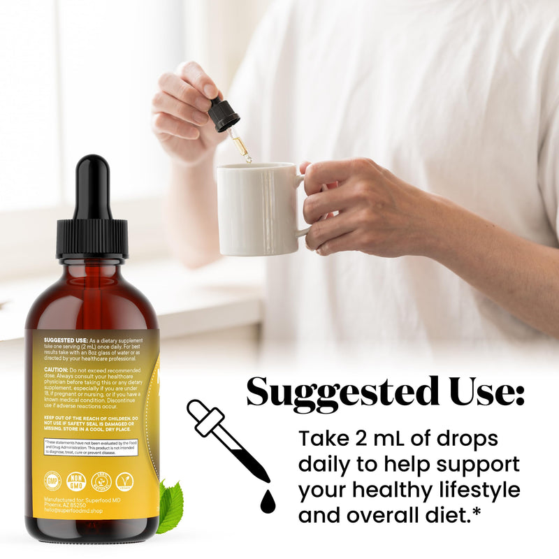 Superfood MD Maca Root Liquid Drops with Ashwagandha, Nettle, Fenugreek, Beet Root and L-Arginine Liquid Multivitamin for Women and Men - 4 Oz 2 Fl Oz (Pack of 2)