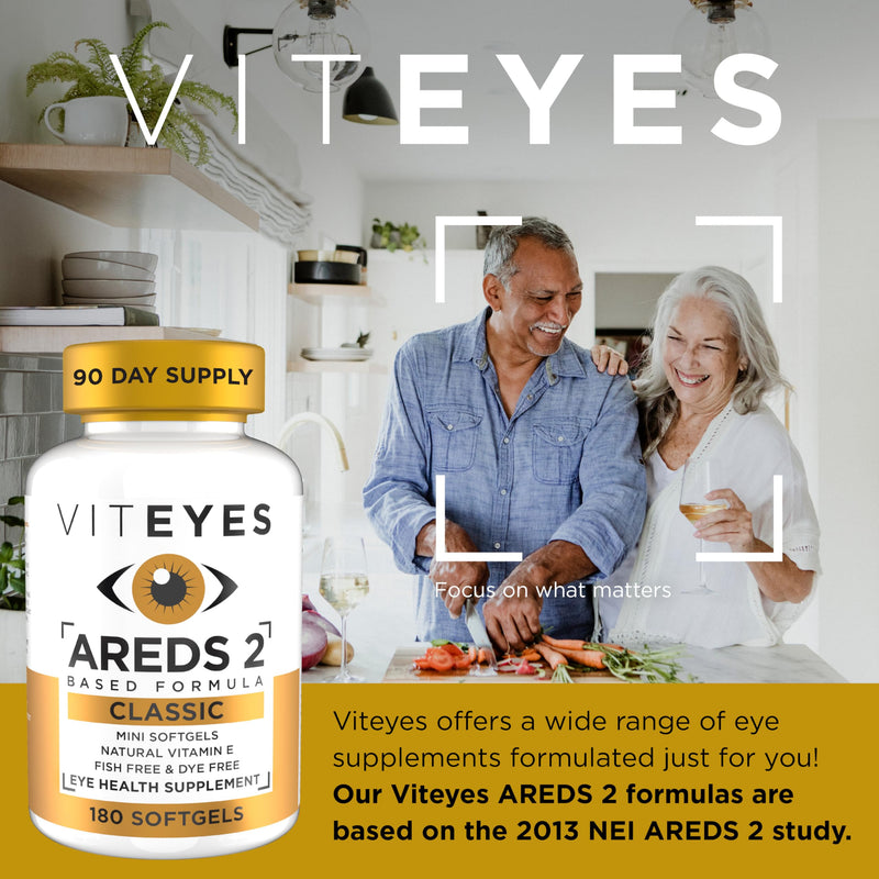 Viteyes AREDS 2 Classic Macular Health Formula Softgels, Eye Health Vitamin to Support Macular Health, Lower Zinc, Eye Vitamins, Macular Vitamins, Beta-Carotene Free, 180 Softgels 180 Count (Pack of 1)