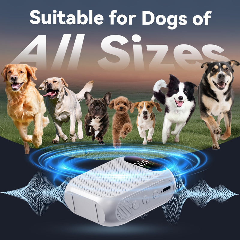 MALOK Anti Barking Device for Dogs, Dog Bark Deterrent Devices with Adjustable Frequency & Range, Rechargeable Dog Deterrent Devices for Walking, Yard and Indoor & Outdoor Use White
