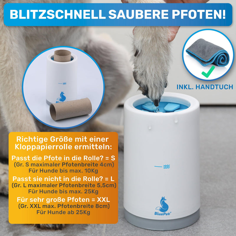 BluePet Paw Cleaner for Dogs | Removes dirt and grime from dog paws | Includes microfiber towel | PfotenBlitz Size XXL Size XXL (from 25kg) - BeesActive Australia