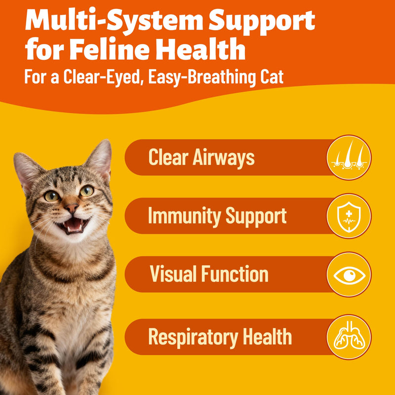 220g L-Lysine for Cat Chews with Vitamins and Supplements - Omega 3,Multivitamin,Taurine for Cat & and Kittens Treats - Immune,Respiratory,Eye Health - Chicken Flavor