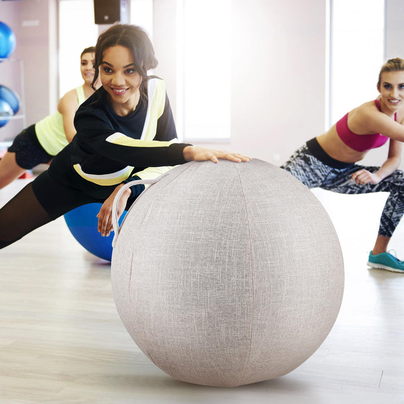 Veemoon Yoga Ball Covers Balance Ball Covers Stability Projector for Office Home Gym Without Yoga 55cm Beige