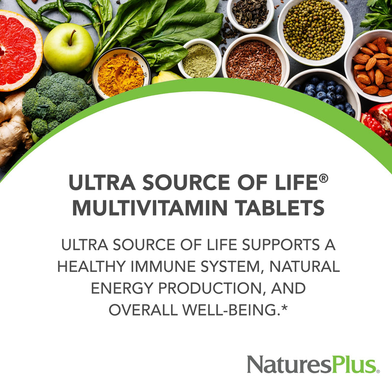 NaturesPlus Ultra Source of Life Multivitamin - 90 Tablets - Supports Immune Health, Energy & Overall Well-Being - with Lutein & Vitamin D3 - Vegetarian & Gluten Free - 30 Servings 90 Count (Pack of 1)