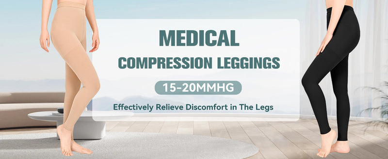2 Pairs 15-20 mmHg compression leggings for Women, Varicose Veins Medium Black-Footless