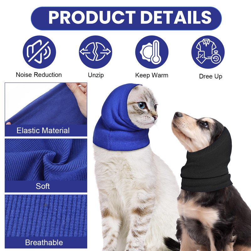 3 Pcs 3 Size Dog Ear Muffs, Stretchy Hoodie for Dog, Non-Noise Dogs Ear Muffs, Cute Dogs Ears Covers for Neck Warmer Bath Grooming Drying Noise Protection(Small/Medium/Large) Small/Medium/Large Blue+Dark Gray+Pink