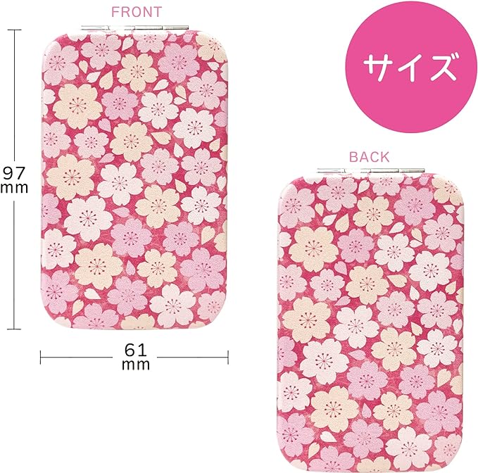 [Cherry Blossom Romant] Compact Mirror, Hand Mirror, Portable, Folding Mirror, Double Magnification, Cute, Cherry Blossom Pattern (Cherry Blossom Design A) -  Australia