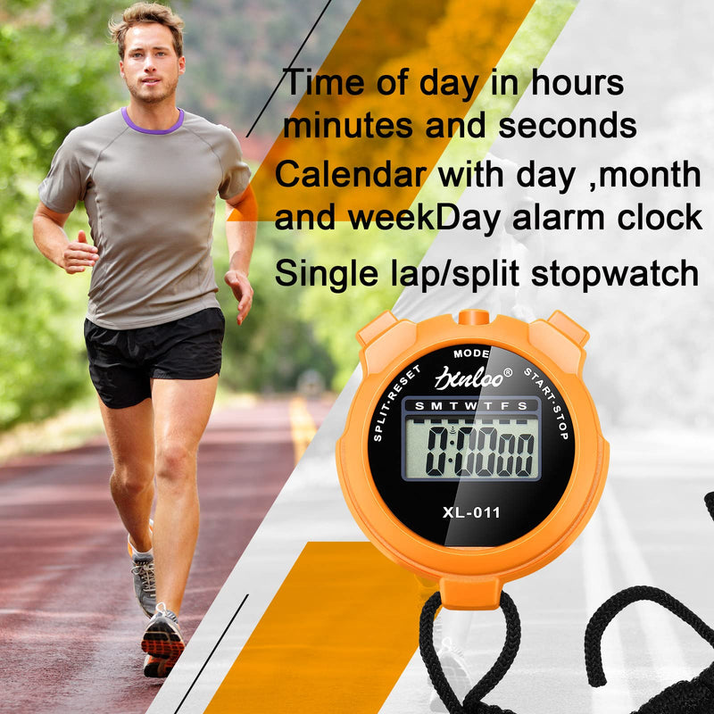 TOODOO 12 Pack Multi Function Digital Stopwatch Timer Bulk Sports Stopwatch with Lanyard Plastic Display Waterproof Date Time Alarm Timer for Coaches Fitness Referees Orange - BeesActive Australia