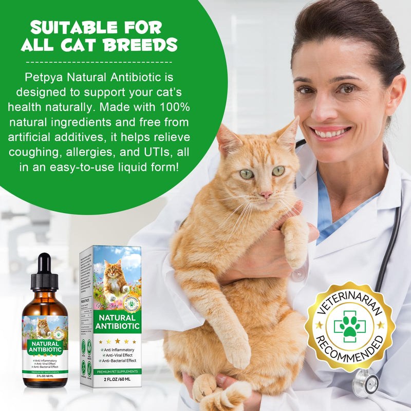 Antibiotics for Cats, Natural Antibiotic Drops Supports Immune & Allergy & Itch Relief, Vitamins Herbal Supplement, Pet Supplies Cats UTI Antibiotics, Chicken Flavor - 2 fl oz / 60ml
