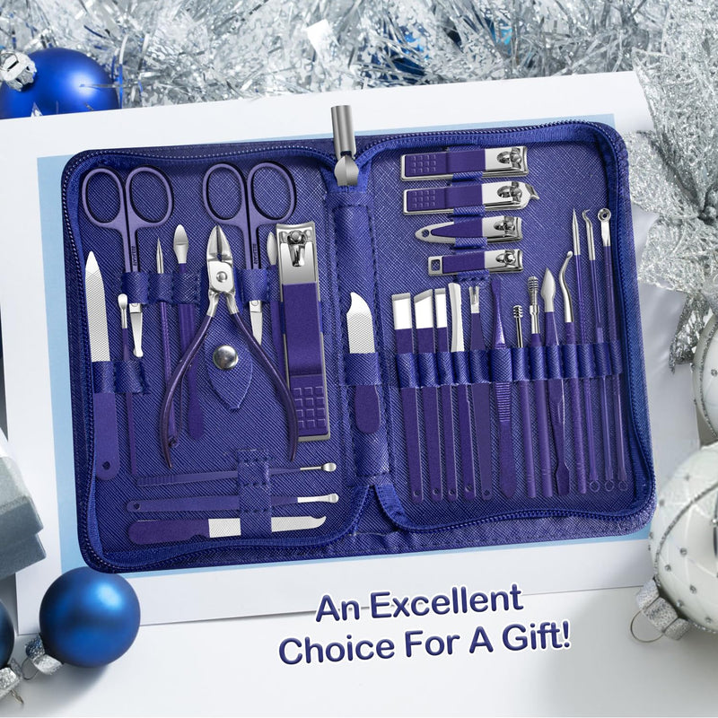 Manicure Set 30 in 1 Nail Clippers Set,Nail Manicure Kit for Women,RedFlow Toenail Clippers,Pedicure Kit,Pedicure Tools,Suitable for Travel Manicure Tools (Purple) Purple