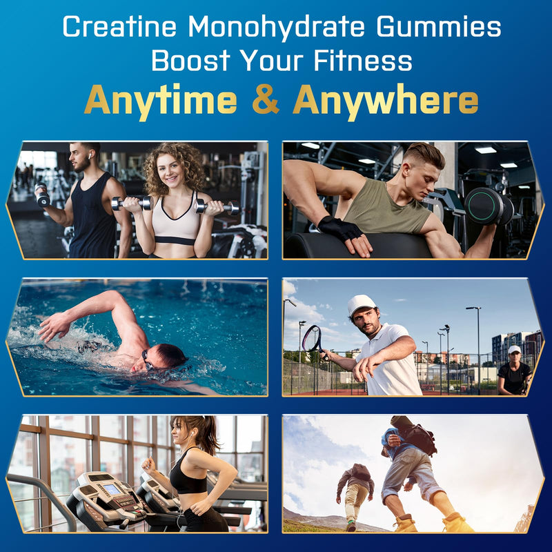 Creatine Monohydrate Gummies, Creatine for Women & Men, Pre Workout Creatine Monohydrate Gummies with Taurine, Vitamin B6 & B12 for Muscle, Strength, Energy, Endurance, Vegan, Organic, 60 Count 60 Count (Pack of 1)