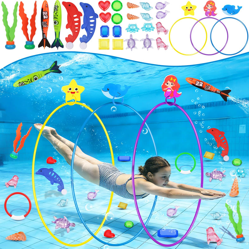 Pool Diving Toys for Kids: Airyard 31 PCS Underwater Swim Rings and Diving Game Set Fun Pool Game Backyard Summer Water Toys for Birthday Party Toddlers Kids Teens Adults - BeesActive Australia